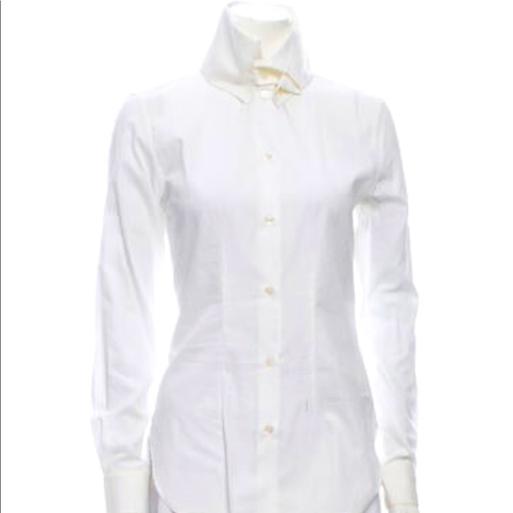 Alexander McQueen Vintage White 1990’s Luxury VTG Removable Collar Button-Up Top - Picture 1 of 3